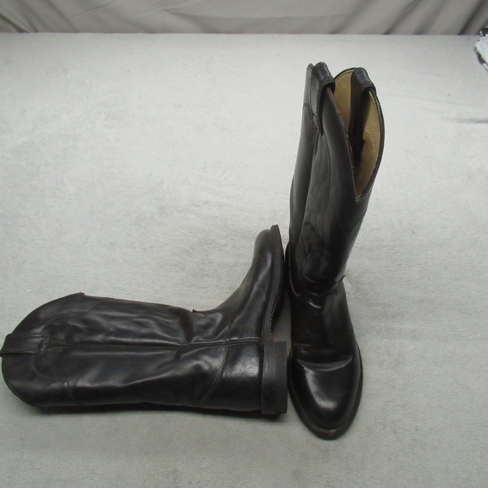 Justin Womens 6.5B Western‎ Boots Black Leather Classic Cowboy Riding USA Made